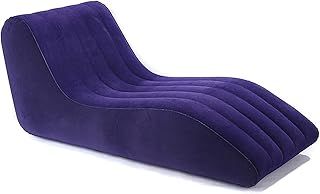 ZIKO Inflatable Sofa Air Chair, Portable Leisure Lounger S-Shaped Flocking Lazy Couch for Indoor Living Room Bedroom, Outdoor Folding Blow Up Bed Backyard Garden Beach, Blue
