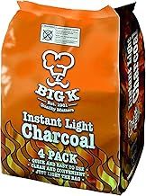 Big K Instant Light Lumpwood Charcoal, 4x1kg Bags Instant BBQ Charcoal