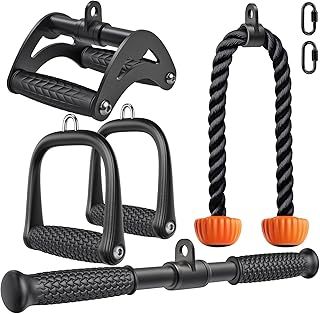 SELEWARE Gym Cable Attachments Set - LAT Pulldown Accessories Weight Training Pulley System for Home Gym, Arm, Biceps Curl, Tricep Workouts Muscle Building