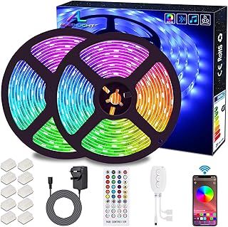 ALED LIGHT Bluetooth LED Strip 10M Waterproof Lights Music Sync Color Changing RGB 12V 5050 Cuttable Sticky Lights with Remote&App Control Lights for Bedroom Outdoor Party TV Kitchen Kit(2x5m)