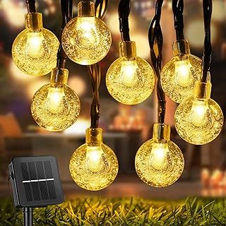 Solar Lights Outdoor Garden, 9M/30FT 60 LED Solar String Lights Waterproof, Crystal Ball Lights with 8 Modes, Solar Fairy Lights Decorative for Home, Yard, Patio, Party, Wedding, Warm White