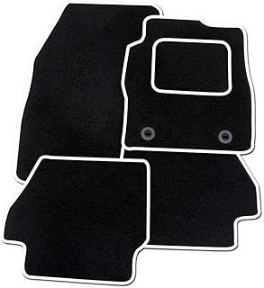 TAILORED FOR: Fiat 500 2012 ON (With Clips) - PREMIUM GENUINE TAILORED EXACT FIT CARPET CAR MATS - BLACK MAT + WHITE TRIM