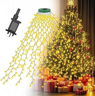 Christmas Tree Lights, 2m * 16 Lines 400 LEDs Fairy Lights Mains Powered with 8 Light Modes,Memory & Timing Function,Waterproof for 1.5-3M(5-10ft) Christmas Tree Indoor and Outdoor- Warm White