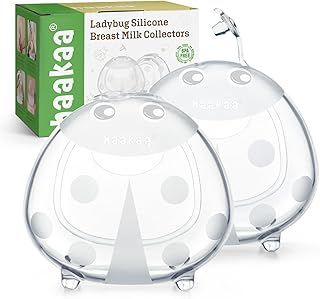 haakaa Ladybug Silicone Breast Milk Collector - Wearable Nursing Cups for Large Milk Supply, Reusable, Extra-Soft & Skin-Friendly (150ml, 2PCS)