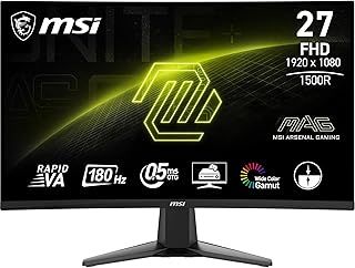 MSI MAG 27C6F 27 Inch FHD Curved Gaming Monitor - 1500R 1920 x 1080 Rapid VA Panel, 180 Hz / 0.5ms (GtG, Min.), Adaptive-Sync - DP 1.2a, HDMI CEC
