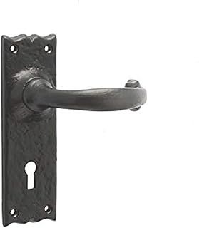 Black Antique Door Handles Lever Lock Plain