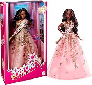 Barbie The Movie Doll, President Barbie Collectible Wearing Shimmery Pink and Gold Dress with Sash​​, HPK05