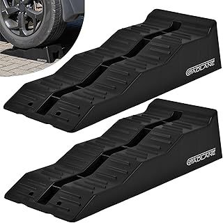 Caravan Levelling Ramp Set - 2 Pack Heavy Duty Motorhome Levelling Ramps for Campervans, Trailers - UV-Resistant Wheel Chocks with Anti-Skid Grooves (Load Capacity: 4.5 Tonnes) - YELLOW