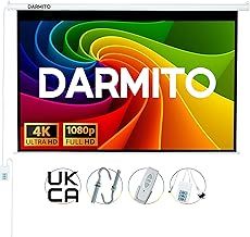 100 4:3 Electric Motorised Projector Screen, Full HD 3D 4K 8K Matt White +1.2 Gain, with Remote Control, 16:9 Ratio Supported, For Meeting School Home Cinema Theater Movie TV DVD Indoor