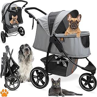 Cooper Dog & pet Robust Buggy, pram, Jogger Holds up to 32 kg, Easy fold, Multi-Height Adjustable Soft Touch Handle, Reflective Accents, mesh Inserts, Zippered exits, Storage Basket Below.
