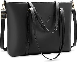 NUBILY Women Handbag Laptop Tote Bag 15.6 Inch Leather Large Tote Bag Lightweight Vintage Shoulder Office Bag Lady for Work Travel Shopping