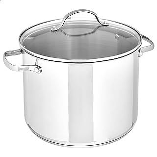 Amazon Basics Stainless Steel Stock Pot with Lid, 7.6 litre, Silver