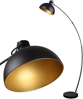 Floor lamp, Osasy Vintage Arc Floor Lamp,Retro Floor Lamps in Black-Golden,Adjustable lampshade, 1x E27 max. 60 Watt,165 cm Floor lamp Metal,for Reading, Living Room, Lounges