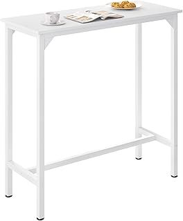 eSituro Bar Table, White Breakfast Bar Table, Console Table for Entryway, Slim Table for Living Room, Narrow Table for Home Bar, Kitchen Table, 100x40x100cm, SBST0682