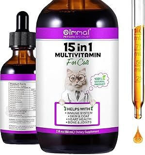 Cat Vitamins Supplements, 15 in 1 Multivitamins for Cats with Glucosamine & Cranberry - Supports Immune Health, Skin, Coat, Heart Health, Hip & Joint and More