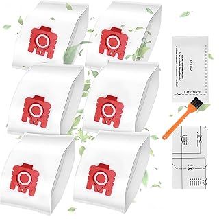 6 Pack FJM/GN Vacuum Bags Compatible with Miele Vacuum Cleaner Series Compact C1/C2/C3/S2/S5/S8/,S800 and S600 Series, 3D Airclean Efficiency Cat and Dog Hoover Bags with 6 Filter