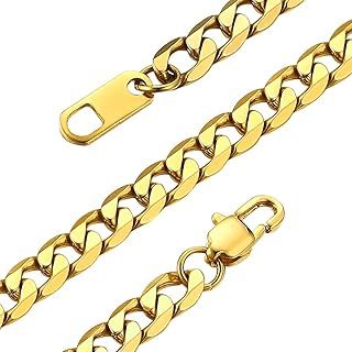 GOLDCHIC JEWELRY Flat Cuban Chain Necklace 4mm/6mm/9mm, 316L Stainless Steel Curb Link Chains for Men Women, Hip Hop Jewelry 36, 46, 51, 55, 61, 66, 71, 76 cm