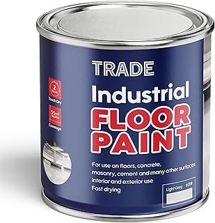 Morgan's Trade 1L Industrial Floor Paint-Ideal For Concrete, Masonry, Garage & Other Floors- Fast Drying Formula-Interior & Exterior Use- (Light Grey)