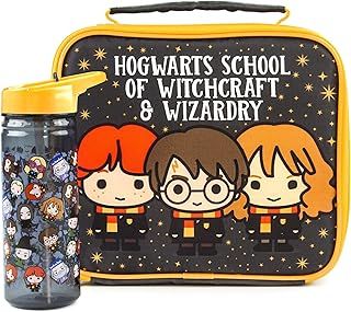 Harry Potter Lunch Bag and Bottle Set | Harry, Ron, Hermione Chibi Character Adventure | Kids' Food Carrier with Water Bottle | Themed Lunch Set Fans | Insulated Bag Keeps Food Fresh