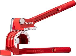 Toolwiz 3-in-1 Manual Pipe Bender 6-8-10mm 180 Degree Tube Bender 1/4'' 5/16'' 3/8'' Heavy Duty ACR Refrigeration System Flexible Copper, Aluminum, Brass Pipes Bending - Red