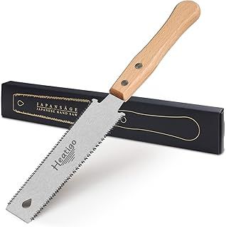 Small Japanese Hand Saw for Fine Cutting Wood, Heatigo Double Edged 11/17 TPI, Wooden Handle Fine Tooth Pull Saw for Trimming Pruning Woodworking Tool