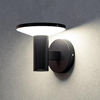 EBION Outside Lights LED Integrated, Outdoor Wall Light Fixture Black Paint Finish Aluminium, Exterior Light IP44 Weatherproof 3000K Warm White for Porch, Patio, Corridor