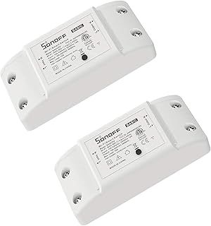 SONOFF Smart WiFi Light Switch 10A 2200W, Smart Switch Universal DIY Module for Smart Home Automation, Works with Alexa & Google Home, Compatible with eWelink IFTTT, No Hub Required, BASICR2, 2PCS