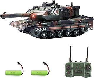 RC Tank that Shoots for Kids Adults, 2.4G Remote Control Army Tank Toys with Auto Demo Sound Light Smoke, 13 Channel Military Vehicles Model Gift for Boys, Army Green
