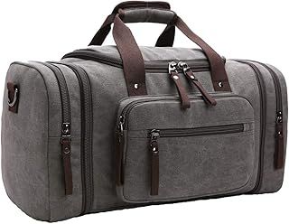 Duffle Bag, Unisex Canvas Holdall, Large Travel Duffles Travel Carry On Duffle Bags Overnight Weekend Weekender Bag Travel Tote for Men and Women Grey