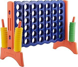 Amazon Basics Junior BPA-Free 4-to-Score Giant Premium Plastic Games Set, 4 in A Row for Kids and Adults with Carrying Bag, Great For Gifting, Variety of Colors, Blue, Yellow, Red, Green, Large