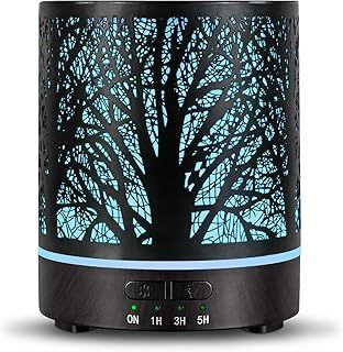 Essential Oil Diffuser Aroma Diffuser - Electric Fragrance Air Diffuser with Waterless Auto-Off 4 Mist Modes Ultrasonic 7 LED Night Light for Home Office - 300ml Metal Forest