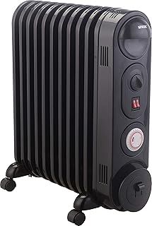 MYLEK Oil Filled Radiator Heater Electric, Portable 2.5KW Black, Thermostat and 24hr Repeat Timer, 3 Heat Settings, Unique Safe Panel Fin Design (2500W Black)