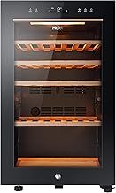 Haier Wine Bank 50 Series 5 Freestanding Wine Cooler, 49 Bottles, Single Zone Temperature, Anti-UV Glass Door, Low Vibration Design, LED Light, hOn App, F Class, Black, 49.7x58.5x82 cm - HWS49GA
