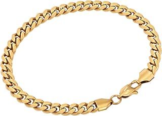 VEXXS Men's Bracelet, 18K Real Gold Plated 6mm Cuban Link Bracelet for Men, Durable No Color Fading Cuban Bracelet Men’s Gold Bracelet Mens Jewelry Gift,Street Wear Urban Fashion