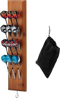 Viper Dart Caddy Solid Wood Wall Mounted Dart Holder/Stand with Accessory Storage Bag, Displays 4 Sets of Steel/Soft Tip Darts, Compatible with All Sisal & Electronic Dartboards, Surrounds & Cabinets