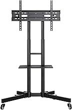 Yaheetech Mobile TV Stand on Wheels for 32-75 inch Screens, Rolling Television Cart Height Adjustable Floor Stand, Portable Screen Stand with Brackets, Holds up to 50kg, Max VESA 600x400mm