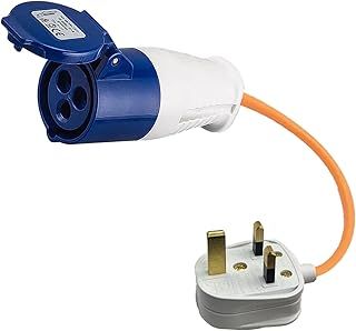 16amp to 13amp Adapter Caravan Hook Up Cable 240V 3 Pin UK Electric Hook Up For Camping, Caravan, Campervan Mains To UK Plugs Orange