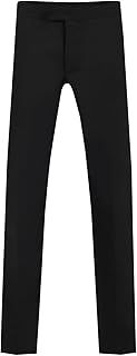 Dobell Mens Black Tuxedo Trousers Regular Fit Satin Side Stripe