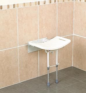 Homecraft Wall-Mounted Steel Shower Chair, Folding Shower Seat with Rubber Feet, Bath Stool for Bathing, Elderly, Disabled, and Limited Mobility, Shower Chair with Handles, 352 lbs Weight Capacity