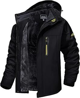 MAGCOMSEN Men's Waterproof Skiing Jacket Windproof Outdoor Mountain Parka Fleece Jackets With Hood