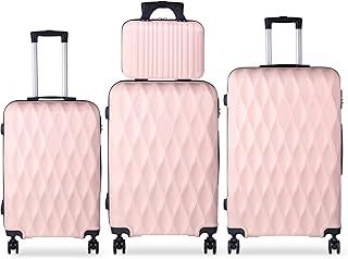 Lishetimig Luggage Sets 4 Piece Travel Suitcase Set with ABS Hard Shell Luggage, Secure TSA Lock with 360° Spinner Wheels, 14" Carry-On Vanity Case and 20" 24" 28" Case-Airline Approved(Pink)