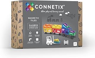 CONNETIX Magnetic Tiles Rainbow Transport Pack, 50 Pieces