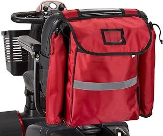 Storage and Shopping Bag with Crutch/Walking Stick Holders for use with a Mobility Scooter, Reflective high Visibility Strip