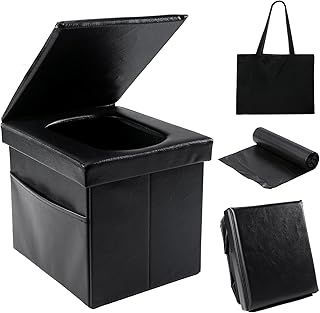 Upgraded Portable Toilets for Adults, Outdoor Folding Camping Toilet with Soft Lid & Seat, Travel Toilet Porta Potty Loo Max Load 200kg, Ideal for Hiking, Car Traffic Jams, Festivals, Fishing
