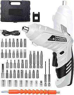 48 Piece Electric Screwdrivers Cordless, 3.6V Rotatable 90 Degrees Cordless Screwdriver Rechargeable, Electric Screwdriver Set with 1300mAh Rechargeable Battery for Home DIY