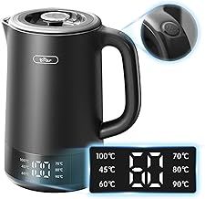 Bear 1.7L Electric Kettle with 6 Temperature Settings, 1800-2200W, Auto shut-off, Microprocessor Touch Panel, BPA Free, Dry Boil Protection, Fast Boiling Black Electric Kettle
