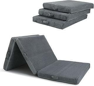 MeMoreCool Tri Folding Floor Mattress 190x75cm, 10cm Thick Foam Foldable Futon Mattress with Washable Cover, Portable Guest Bed Mat for Travel, Camping, Small Single