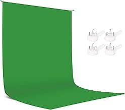 Green Screen 1.5×2m/5x6.5ft, Green Photo Backdrop, Portable Green Backdrop for Photography, Thicken Greenscreen, Cloth Background for Photo Studio, Live Streaming, Zoom Meeting, with 4 Wall Hook