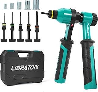 LIBRATON Rivet Nut Tool, Rivnut Tool, Professional Ratchet Nutsert Tool Kit, Nutsert Gun Kit with 5 Metric Mandrels, 5 Nut Heads, 50PCS Rivet Nuts, Rugged Carry Case, Insert Tool Kit for Automotive