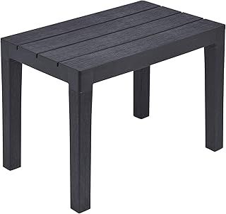 URBNLIVING Black Plastic Garden Outdoor Table/Bench Furniture - 100% Weatherproof